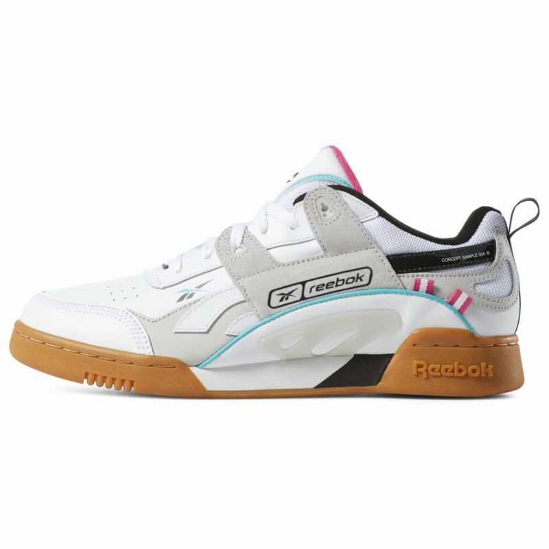 Tenisi Reebok Workout Plus Ati 90s Barbati Albi/Turcoaz/Negrii/Gri Romania JF3654UP